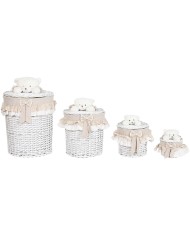 Cesto per i Panni Sporchi Home ESPRIT Bianco Beige vimini Shabby Chic 45 x 45 x 68 cm 4 Pezzi Cesto per i Panni Sporchi Home ESPRIT Bianco Beige vimini Shabby Chic 45 x 45 x 68 cm 4 Pezzi