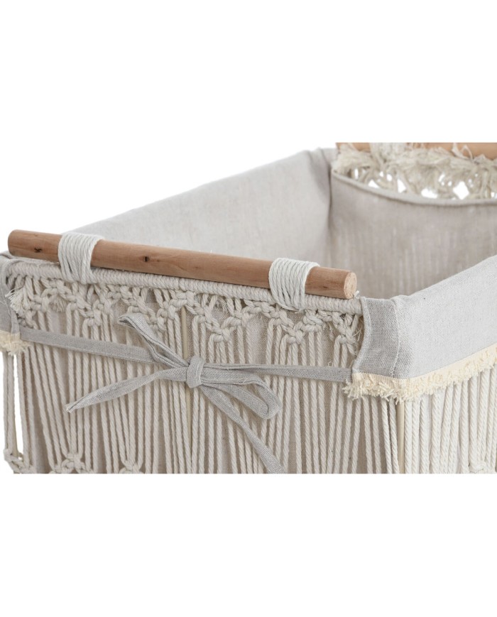 Cesto per i Panni Sporchi Home ESPRIT Bianco Naturale Metallo Shabby Chic 42 x 32 x 51 cm 5 Pezzi