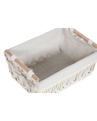 Cesto per i Panni Sporchi Home ESPRIT Bianco Naturale Metallo Shabby Chic 42 x 32 x 51 cm 5 Pezzi