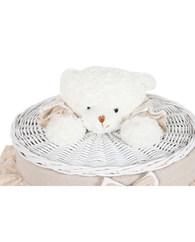 Cesto per i Panni Sporchi Home ESPRIT Bianco Beige vimini Shabby Chic 45 x 45 x 68 cm 4 Pezzi