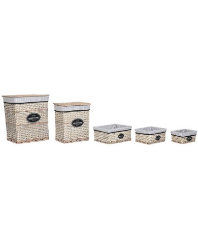 Cesto per i Panni Sporchi Home ESPRIT Bianco Marrone Nero Grigio Naturale vimini Shabby Chic 47 x 35 x 55 cm 5 Pezzi Cesto per i Panni Sporchi Home ESPRIT Bianco Marrone Nero Grigio Naturale vimini Shabby Chic 47 x 35 x 55 cm 5 Pezzi