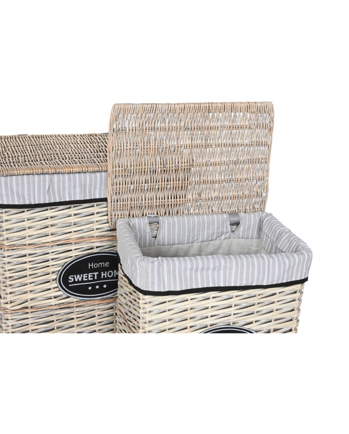 Cesto per i Panni Sporchi Home ESPRIT Bianco Marrone Nero Grigio Naturale vimini Shabby Chic 47 x 35 x 55 cm 5 Pezzi