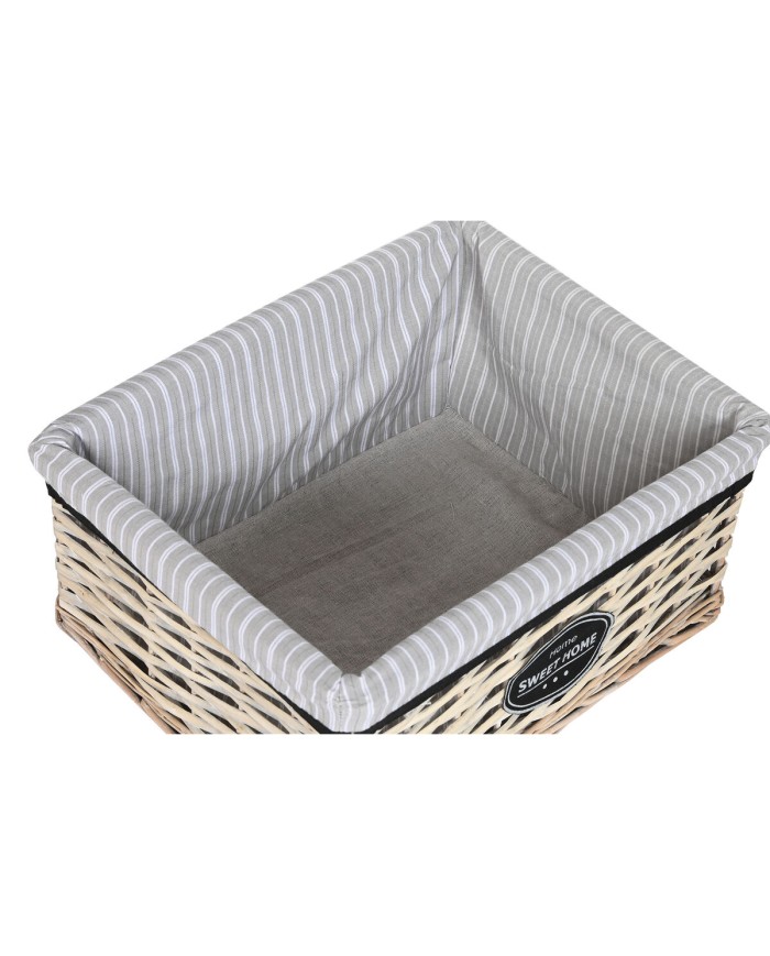 Cesto per i Panni Sporchi Home ESPRIT Bianco Marrone Nero Grigio Naturale vimini Shabby Chic 47 x 35 x 55 cm 5 Pezzi