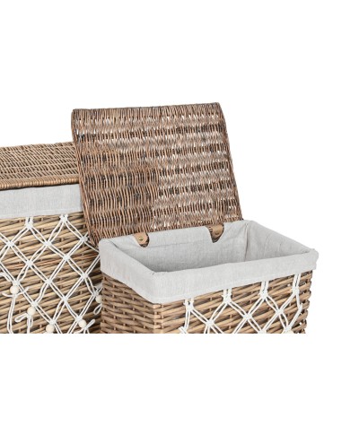 Cesto per i Panni Sporchi Home ESPRIT Bianco Naturale vimini Shabby Chic 47 x 35 x 55 cm 5 Pezzi