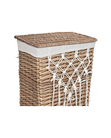 Cesto per i Panni Sporchi Home ESPRIT Bianco Naturale vimini Shabby Chic 47 x 35 x 55 cm 5 Pezzi