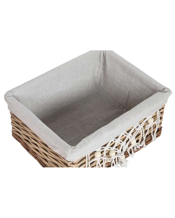 Cesto per i Panni Sporchi Home ESPRIT Bianco Naturale vimini Shabby Chic 47 x 35 x 55 cm 5 Pezzi