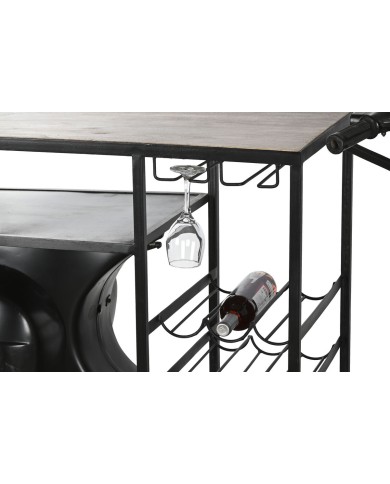 Portabottiglie Home ESPRIT Marrone Nero Ferro Legno di mango 195 x 70 x 106 cm