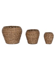 Set di vasi da fiori Home ESPRIT Marrone Metallo Fibra 41 x 41 x 32 cm