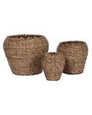 Set di vasi da fiori Home ESPRIT Marrone Metallo Fibra 41 x 41 x 32 cm