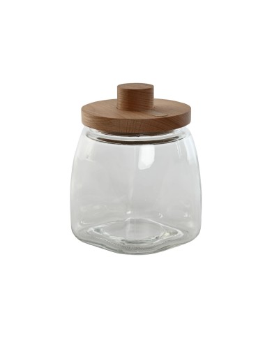 Barattolo Home ESPRIT Trasparente Naturale Silicone Cristallo legno di faggio 1,9 L