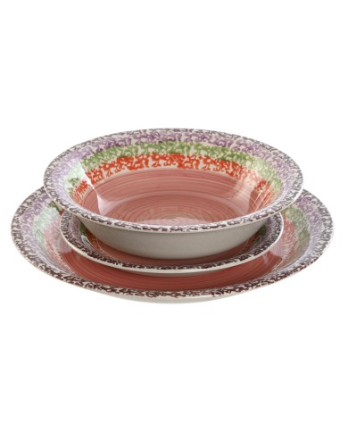 Servizio di Piatti Home ESPRIT Rosa Gres 27 x 27 x 2 cm 18 Pezzi