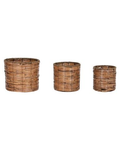 Set di vasi da fiori Home ESPRIT Marrone Metallo Rattan Tropicale 31 x 31 x 27 cm Set di vasi da fiori Home ESPRIT Marrone Metallo Rattan Tropicale 31 x 31 x 27 cm