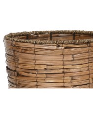 Set di vasi da fiori Home ESPRIT Marrone Metallo Rattan Tropicale 31 x 31 x 27 cm