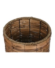 Set di vasi da fiori Home ESPRIT Marrone Metallo Rattan Tropicale 31 x 31 x 27 cm