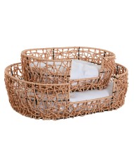Letto per animali domestici Home ESPRIT Bianco Marrone Chiaro Metallo rattan sintetico 50 x 35 x 14 cm (2 Pezzi) Letto per animali domestici Home ESPRIT Bianco Marrone Chiaro Metallo rattan sintetico 50 x 35 x 14 cm (2 Pezzi)