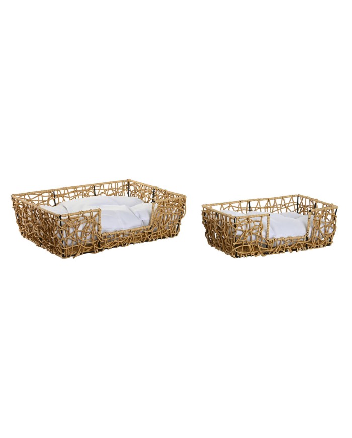Letto per animali domestici Home ESPRIT Bianco Marrone Chiaro Metallo rattan sintetico 50 x 35 x 14 cm (2 Pezzi) Letto per animali domestici Home ESPRIT Bianco Marrone Chiaro Metallo rattan sintetico 50 x 35 x 14 cm (2 Pezzi)