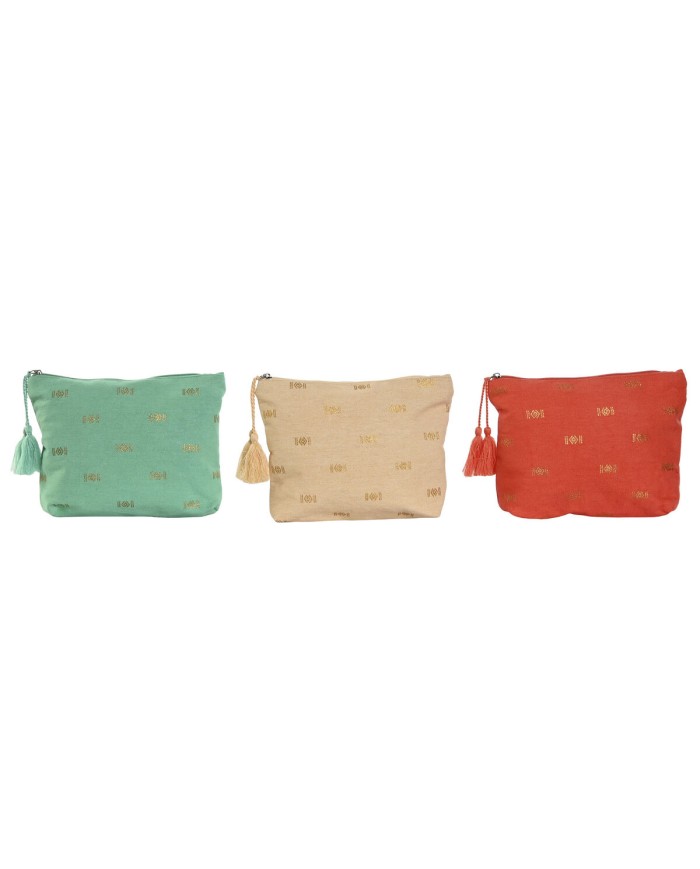 Necessaire da Viaggio Home ESPRIT Verde Beige Corallo 25 x 5 x 20 cm (3 Unità)
