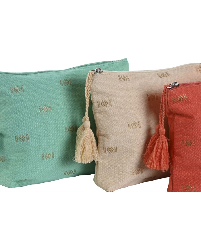 Necessaire da Viaggio Home ESPRIT Verde Beige Corallo 25 x 5 x 20 cm (3 Unità)