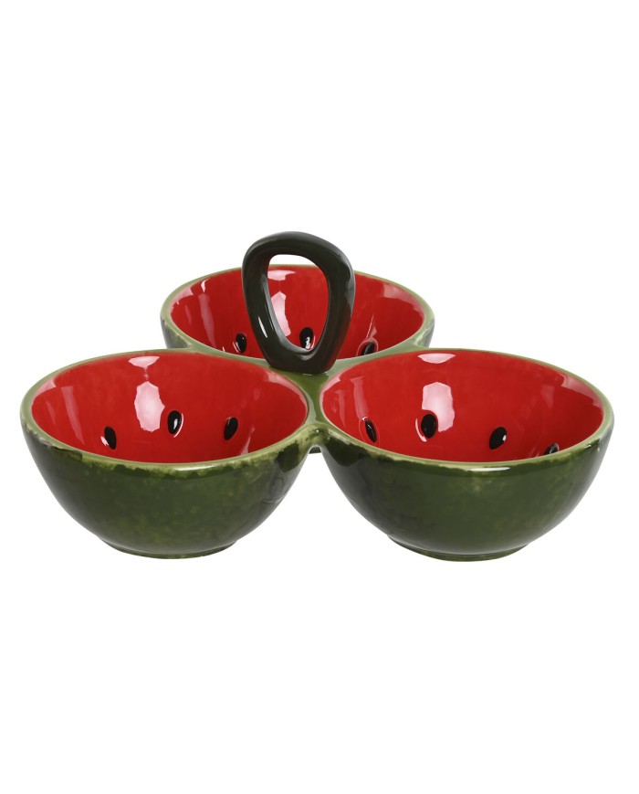 Ciotola per Aperitivi Home ESPRIT Rosso Verde Gres Anguria 23 x 22 x 10,5 cm