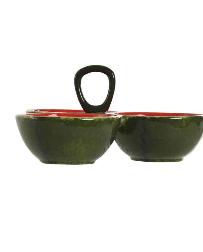 Ciotola per Aperitivi Home ESPRIT Rosso Verde Gres Anguria 23 x 22 x 10,5 cm