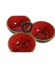 Ciotola per Aperitivi Home ESPRIT Rosso Verde Gres Anguria 23 x 22 x 10,5 cm