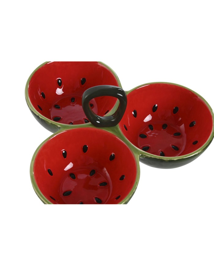 Ciotola per Aperitivi Home ESPRIT Rosso Verde Gres Anguria 23 x 22 x 10,5 cm