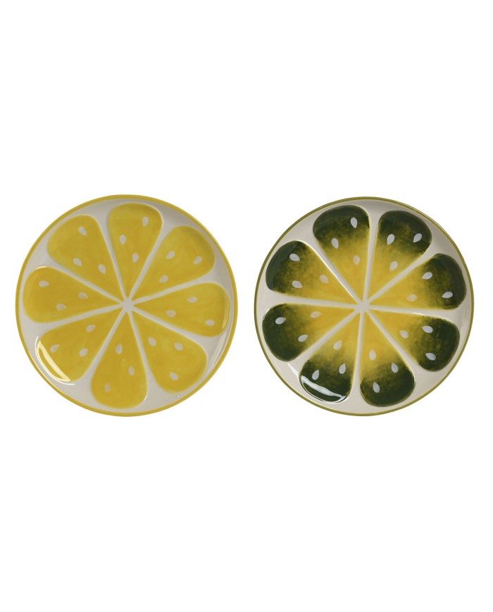 Piatto da pranzo Home ESPRIT Giallo Verde Gres Limone 22,5 x 22,5 x 2,5 cm (2 Unità) Piatto da pranzo Home ESPRIT Giallo Verde Gres Limone 22,5 x 22,5 x 2,5 cm (2 Unità)
