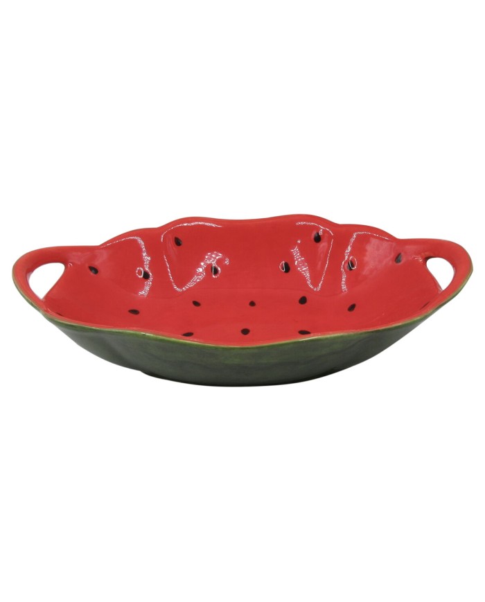 Ciotola per Aperitivi Home ESPRIT Rosso Verde Gres Anguria 30 x 19,5 x 7,5 cm