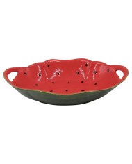 Ciotola per Aperitivi Home ESPRIT Rosso Verde Gres Anguria 30 x 19,5 x 7,5 cm