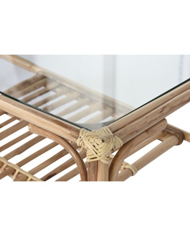 Tavolino da Caffè Home ESPRIT Naturale Bambù Rattan 76 x 46 x 40 cm