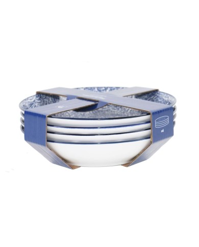 Set di piatti Home ESPRIT Azzurro Bianco Porcellana 20 x 20 x 4 cm