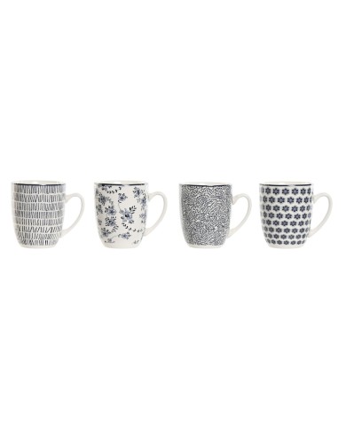 Set di 4 Tazze Mug Home ESPRIT Azzurro Bianco Porcellana 340 ml Set di 4 Tazze Mug Home ESPRIT Azzurro Bianco Porcellana 340 ml