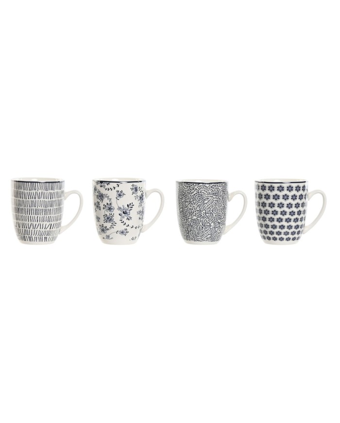 Set di 4 Tazze Mug Home ESPRIT Azzurro Bianco Porcellana 340 ml