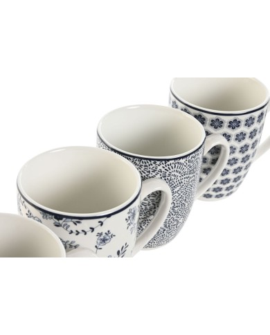 Set di 4 Tazze Mug Home ESPRIT Azzurro Bianco Porcellana 340 ml Set di 4 Tazze Mug Home ESPRIT Azzurro Bianco Porcellana 340 ml