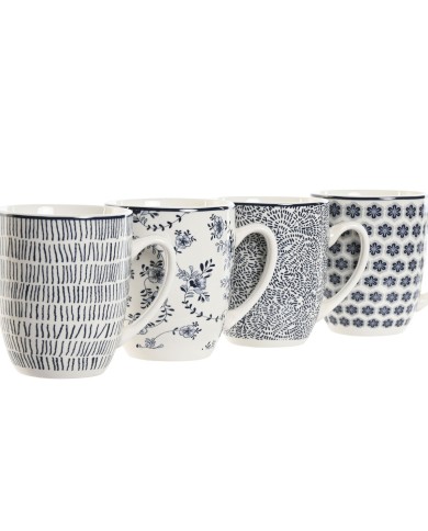 Set di 4 Tazze Mug Home ESPRIT Azzurro Bianco Porcellana 340 ml Set di 4 Tazze Mug Home ESPRIT Azzurro Bianco Porcellana 340 ml