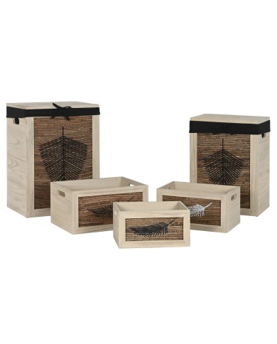 Cesto per i Panni Sporchi Home ESPRIT Nero Naturale Legno 40 x 30 x 56 cm 5 Pezzi Cesto per i Panni Sporchi Home ESPRIT Nero Naturale Legno 40 x 30 x 56 cm 5 Pezzi
