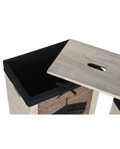 Cesto per i Panni Sporchi Home ESPRIT Nero Naturale Legno 40 x 30 x 56 cm 5 Pezzi