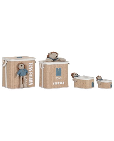 Cesto per i Panni Sporchi Home ESPRIT Verde Naturale Per bambini 44 x 44 x 45 cm 4 Pezzi Cesto per i Panni Sporchi Home ESPRIT Verde Naturale Per bambini 44 x 44 x 45 cm 4 Pezzi