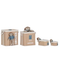 Cesto per i Panni Sporchi Home ESPRIT Verde Naturale Per bambini 44 x 44 x 45 cm 4 Pezzi