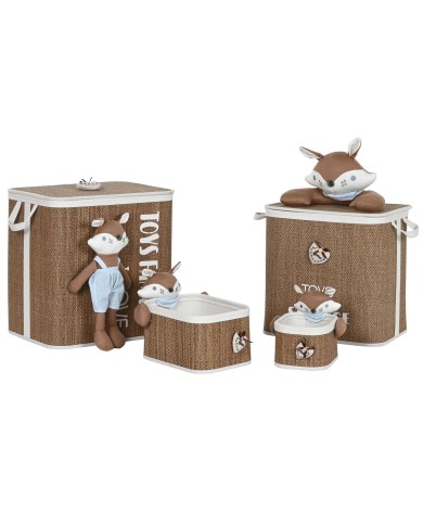 Cesto per i Panni Sporchi Home ESPRIT Azzurro Marrone Naturale Per bambini 44 x 44 x 45 cm 4 Pezzi Cesto per i Panni Sporchi Home ESPRIT Azzurro Marrone Naturale Per bambini 44 x 44 x 45 cm 4 Pezzi