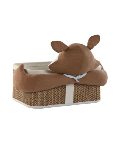 Set di Cestini Home ESPRIT Azzurro Marrone 43 x 33 x 32,5 cm (2 Pezzi)