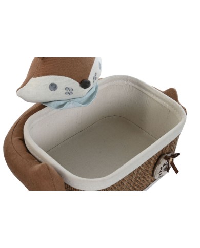 Set di Cestini Home ESPRIT Azzurro Marrone 43 x 33 x 32,5 cm (2 Pezzi)