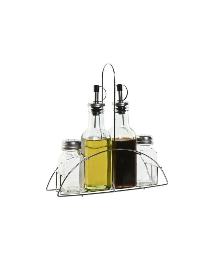 Set per Condire Home ESPRIT Trasparente Metallo Cristallo 300 ml 22,5 x 6 x 23 cm