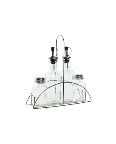 Set per Condire Home ESPRIT Trasparente Metallo Cristallo 300 ml 22,5 x 6 x 23 cm
