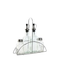 Set per Condire Home ESPRIT Trasparente Metallo Cristallo 300 ml 22,5 x 6 x 23 cm