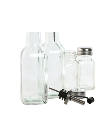 Set per Condire Home ESPRIT Trasparente Metallo Cristallo 300 ml 22,5 x 6 x 23 cm