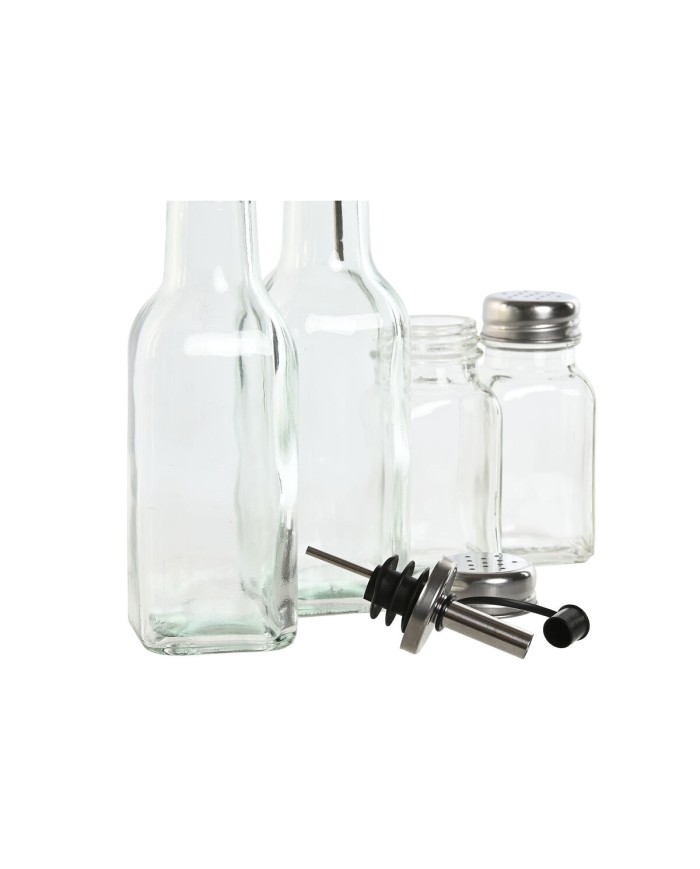Set per Condire Home ESPRIT Trasparente Metallo Cristallo 300 ml 22,5 x 6 x 23 cm
