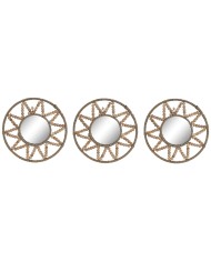 Set di Specchi Home ESPRIT Naturale Scandi 15 x 1 x 24 cm (3 Pezzi)