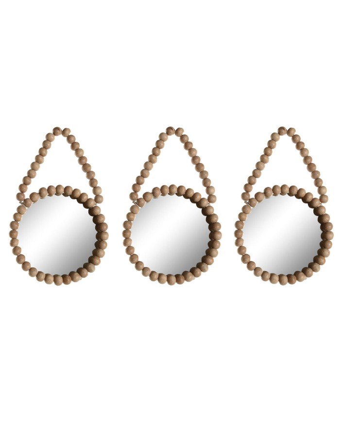 Set di Specchi Home ESPRIT Naturale Scandi 15 x 1 x 24 cm (3 Pezzi)