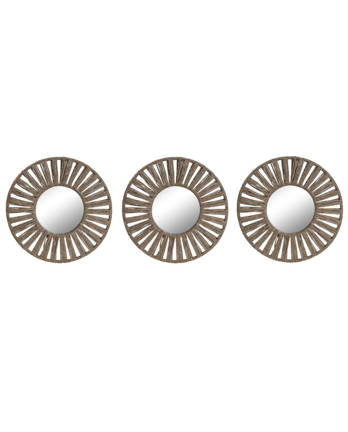 Set di Specchi Home ESPRIT Naturale Tropicale 20 x 1 x 20 cm (3 Pezzi) Set di Specchi Home ESPRIT Naturale Tropicale 20 x 1 x 20 cm (3 Pezzi)